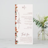 Modern Fall Floral Autumn Wedding Menu メニュー (スタンド正面)