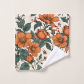 Modern Fall Floral Pastel Sage Custom Name Towel バスタオルセット (ウォッシュタオル)