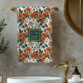 Modern Fall Floral Pastel Sage Custom Name Towel バスタオルセット
