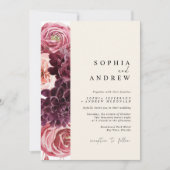 Modern Fall Flowers Autumn Wedding 招待状 (正面)