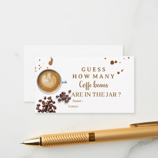 Modern Fall “How Many Coffee Beans” Baby Shower エンクロージャーカード (正面/裏面インサイチュ)