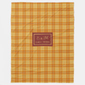 Modern Fall Tartan Plaid Blanket Chic Custom Name フリースブランケット (正面)