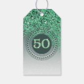 Modern Falling Green Glitter 50th Birthday ギフトタグ (裏面)