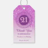 Modern Falling Pink Glitter 21st Birthday ギフトタグ (正面)