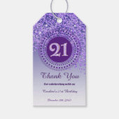 Modern Falling Purple Glitter 21st Birthday ギフトタグ (正面)