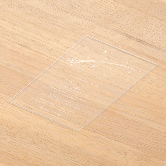 Modern Falling Star Celestial Wedding アクリル招待状 (レイダウン)