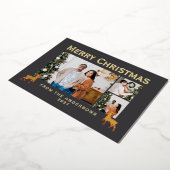 Modern Family 3 Photo Collage Elegant Christmas 箔シーズンカード (回転した状態)