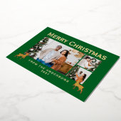 Modern Family 3 Photo Collage Elegant Christmas 箔シーズンカード (回転した状態)