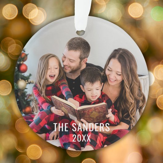 Modern Family Christmas Photo Script, merry  オーナメント