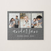 Modern Family Monogram 3 Photo Collage ジグソーパズル (横)