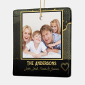 Modern Family name and photo black and gold セラミックオーナメント (左)