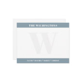 Modern Family Name Initial Ocean Green Stationery ノートカード (正面/裏面インサイチュ)