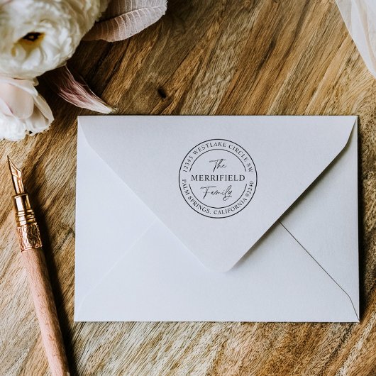 Modern Family Name Return Address Rubber Stamp ラバースタンプ