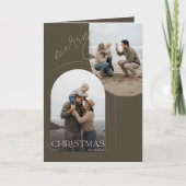 Modern Family of 3 Beach Photo Christmas Folded シーズンカード (正面)