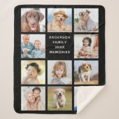 Modern Family Personalized 11 Photo Collage Black シェルパブランケット (正面)