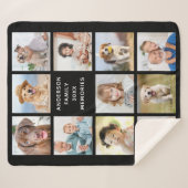 Modern Family Personalized 11 Photo Collage Black シェルパブランケット (正面(横))