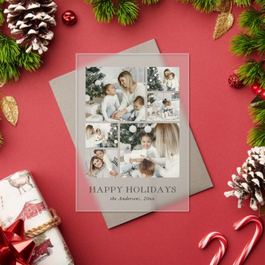 Modern Family Photo Collage Christmas Holiday Card アクリル招待状 (インサイチュ (クリスマス))