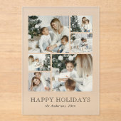 Modern Family Photo Collage Christmas Holiday Card アクリル招待状 (正面)