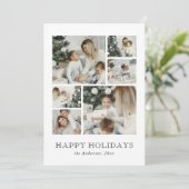 Modern Family Photo Collage Green Christmas シーズンカード (スタンド正面)