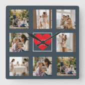 Modern Family Photo Collage Love  スクエア壁時計 (正面)