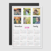 Modern family photo collage magnetic 2026 calendar (正面/裏面)