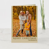 Modern Family Photo Cream Gold Merry Christmas 箔グリーティングカード (正面)