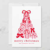Modern Family Photo Merry Pink Red Bow シーズンカード (正面)
