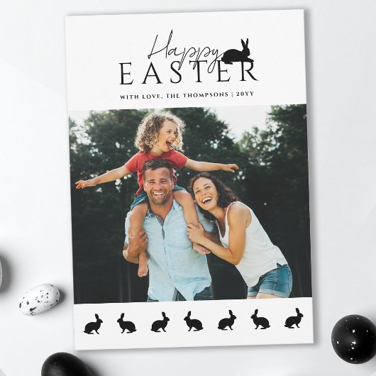 Modern Family Photo With Bunnies Stylish Easter カード