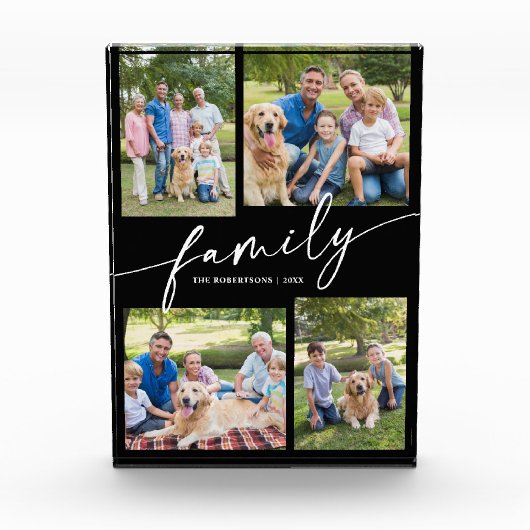 Modern Family Photos Collage Script Keepsake フォトブロック (正面)
