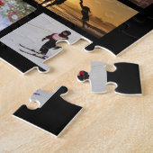 Modern FAMILY Scrip Photo Collage Name Black ジグソーパズル (側面)