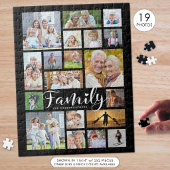 Modern FAMILY Scrip Photo Collage Name Black ジグソーパズル