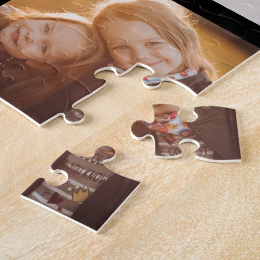 Modern Family Script 20 Photo Collage Chic Black ジグソーパズル (側面)