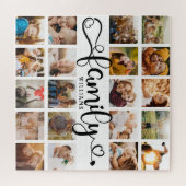 Modern Family Script 20 Photo Collage Chic Fun ジグソーパズル (横)