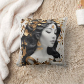 Modern Fantasy Art in Black and Gold  クッション (ブランケット)