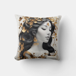 Modern Fantasy Art in Black and Gold  クッション