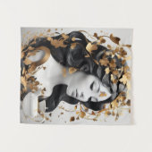 Modern Fantasy Art in Black and Gold  タペストリー (正面(横))