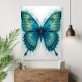 Modern Fantasy Fractal Art Watercolor Butterfly  ポスター