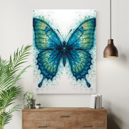 Modern Fantasy Fractal Art Watercolor Butterfly  ポスター