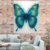 Modern Fantasy Fractal Art Watercolor Butterfly  ポスター