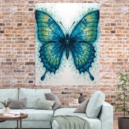 Modern Fantasy Fractal Art Watercolor Butterfly  ポスター