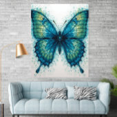 Modern Fantasy Fractal Art Watercolor Butterfly  ポスター