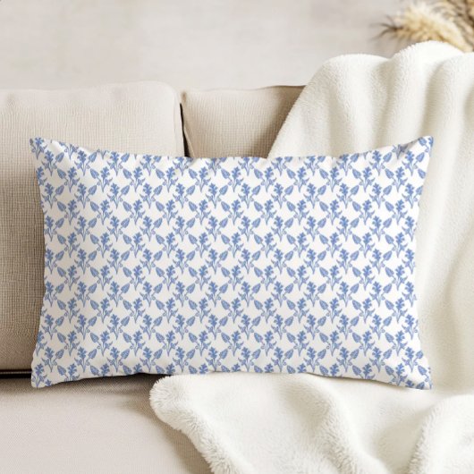 Modern Farmhouse Floral Pattern Cornflower Blue アクセントクッション