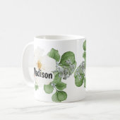Modern farmhouse personalize custom Floral Mug コーヒーマグカップ (正面左)