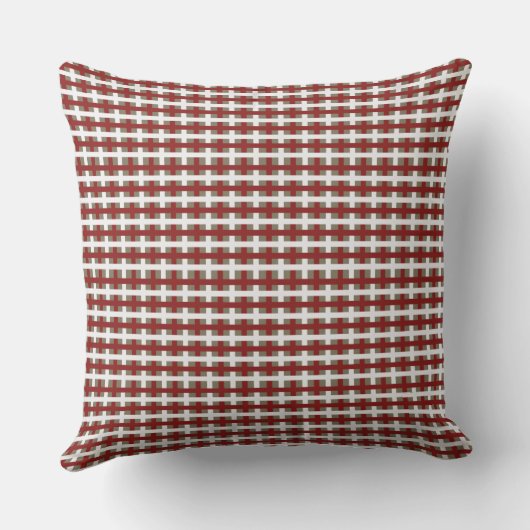 Modern Farmhouse Red White Sage Christmas Plaid クッション (裏面)