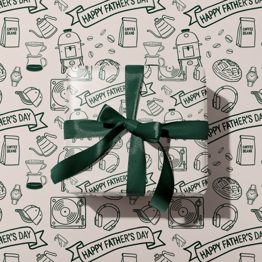Modern Father's Day Doodle Pattern Millennial Dad ラッピングペーパー