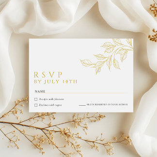 Modern Faux Gold Botanical Wedding RSVP Cards
