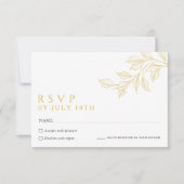 Modern Faux Gold Botanical Wedding RSVP Cards (正面)