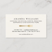 Modern Faux Gold Fork Catering Logo Ivory 名刺 (裏面)