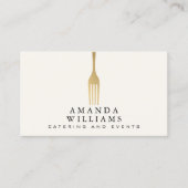 Modern Faux Gold Fork Catering Logo Ivory 名刺 (正面)