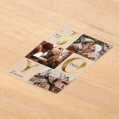 Modern Faux Gold Photo Collage Joy Christmas Card アクリル招待状 (レイダウン)
